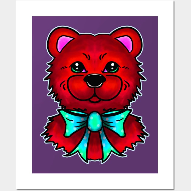 Red Teddy Bear & Tie Wall Art by TaliDe